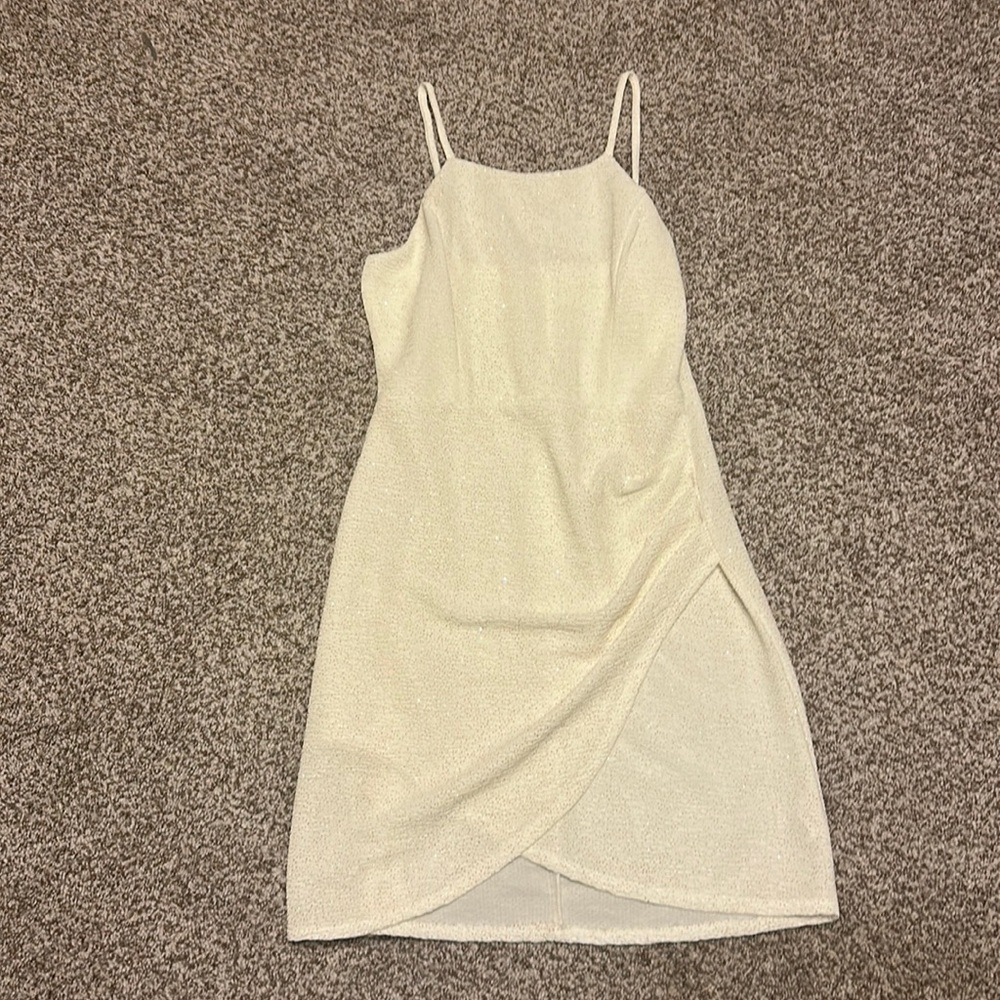 Ivory mini dress with gold sparkles